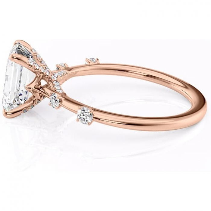 Inel de logodnă Talia din aur Rose 14kt cu moissanite tăietură smarald – Pietre laterale rafinată pentru profil înalt | Personalizează și configurează gratuit online [6]