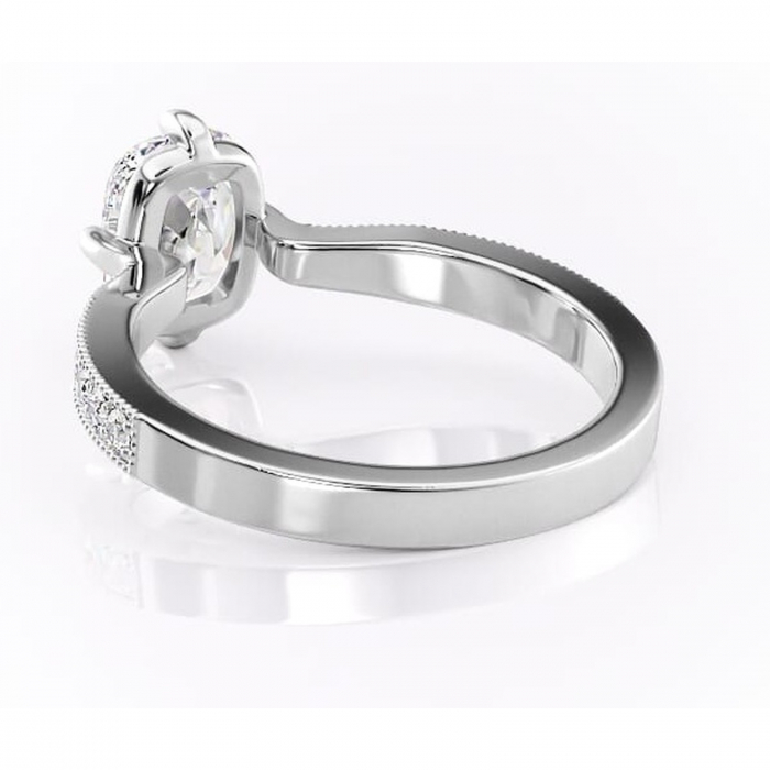 Inel de logodnă Thalia din aur Alb 14kt cu moissanite tăietură pernă – Montură pavé rafinată pentru profil mediu | Personalizează și configurează gratuit online [4]