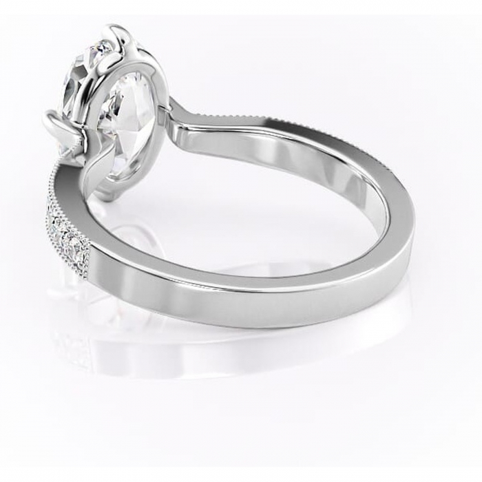 Inel de logodnă Thalia din aur Alb 14kt cu moissanite tăietură ovală – Montură pavé rafinată pentru profil mediu | Personalizează și configurează gratuit online [4]