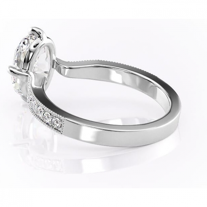 Inel de logodnă Thalia din aur Alb 14kt cu moissanite tăietură ovală – Montură pavé rafinată pentru profil mediu | Personalizează și configurează gratuit online [5]