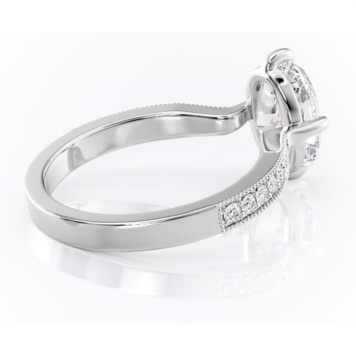 Inel de logodnă Thalia din aur Alb 14kt cu moissanite tăietură ovală – Montură pavé rafinată pentru profil mediu | Personalizează și configurează gratuit online [3]