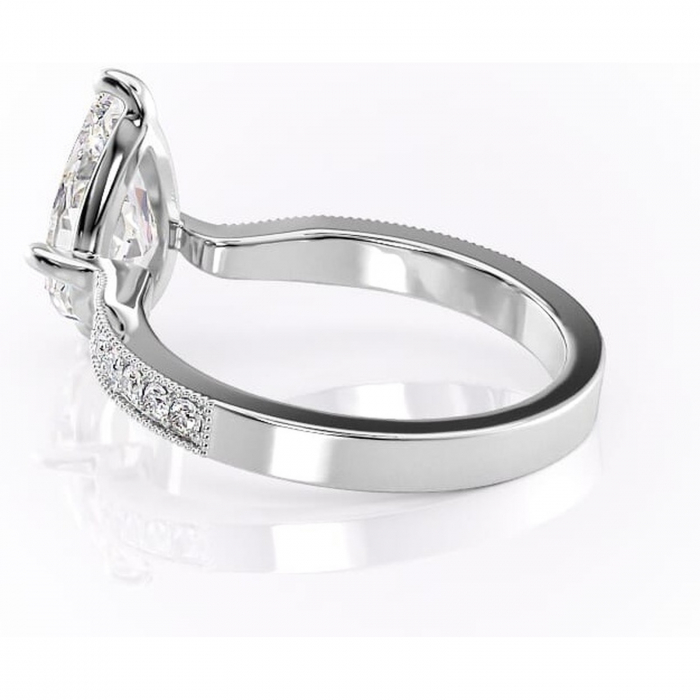 Inel de logodnă Thalia din aur Alb 14kt cu moissanite tăietură pară – Montură pavé rafinată pentru profil mediu | Personalizează și configurează gratuit online [5]