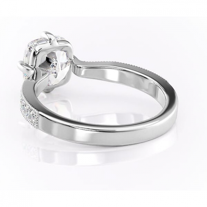 Inel de logodnă Thalia din aur Alb 14kt cu moissanite tăietură pernă – Montură pavé rafinată pentru profil mediu | Personalizează și configurează gratuit online [4]