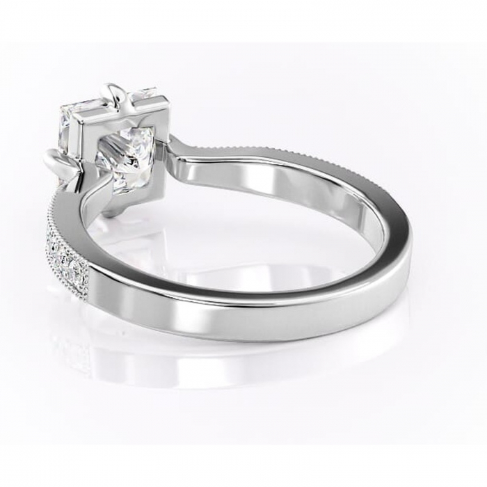 Inel de logodnă Thalia din aur Alb 18kt cu moissanite tăietură princess – Montură pavé rafinată pentru profil mediu | Personalizează și configurează gratuit online [4]