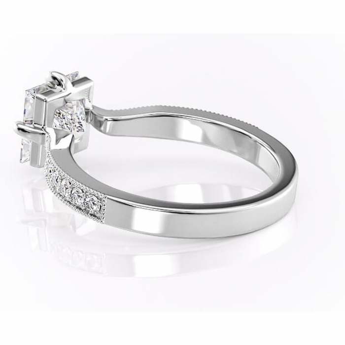Inel de logodnă Thalia din aur Alb 18kt cu moissanite tăietură princess – Montură pavé rafinată pentru profil mediu | Personalizează și configurează gratuit online [5]