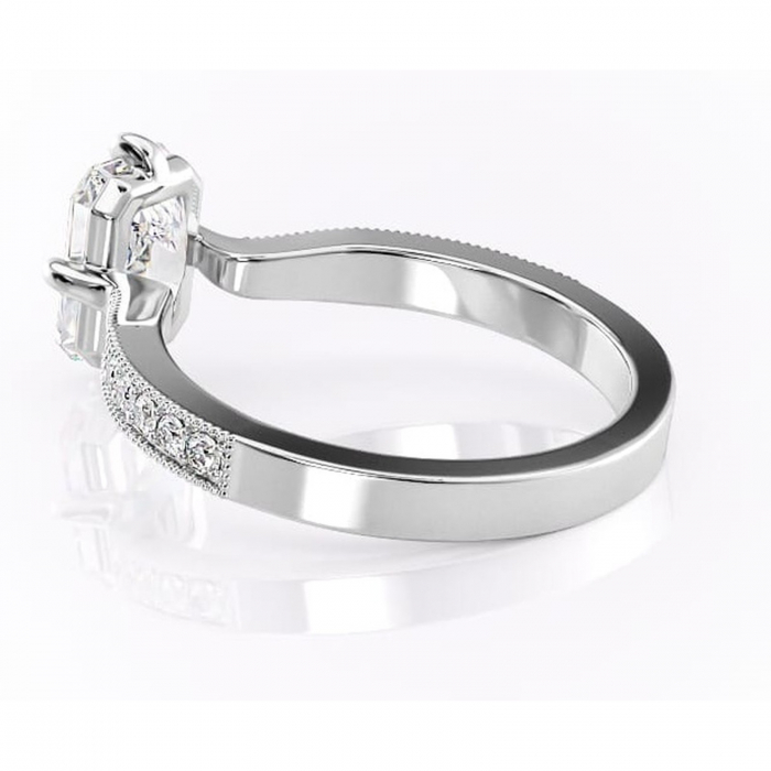 Inel de logodnă Thalia din aur Alb 14kt cu moissanite tăietură radiantă – Montură pavé rafinată pentru profil mediu | Personalizează și configurează gratuit online [5]