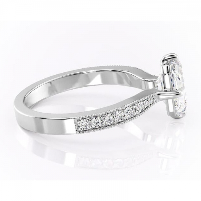 Inel de logodnă Thalia din aur Alb 14kt cu moissanite tăietură radiantă – Montură pavé rafinată pentru profil mediu | Personalizează și configurează gratuit online [2]