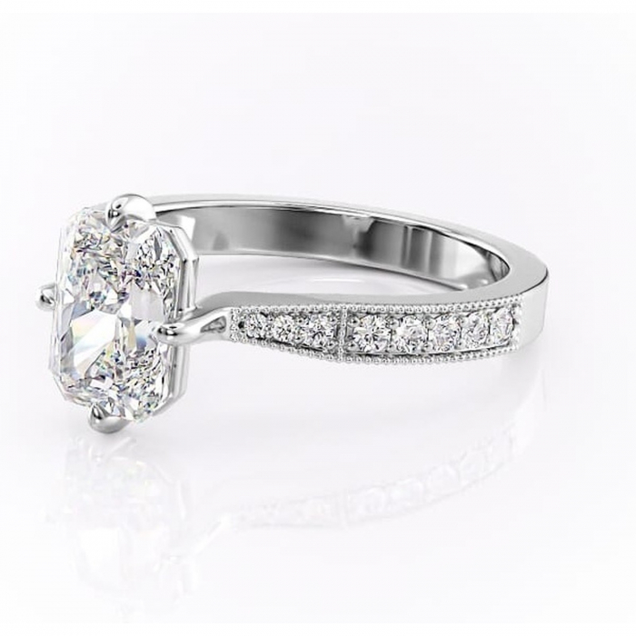 Inel de logodnă Thalia din aur Alb 14kt cu moissanite tăietură radiantă – Montură pavé rafinată pentru profil mediu | Personalizează și configurează gratuit online [7]