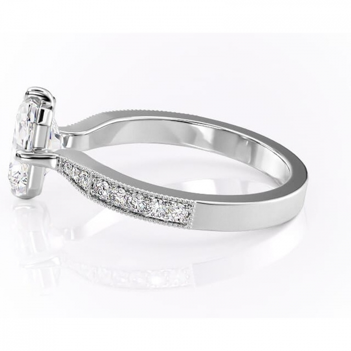 Inel de logodnă Thalia din aur Alb 14kt cu moissanite tăietură radiantă – Montură pavé rafinată pentru profil mediu | Personalizează și configurează gratuit online [6]