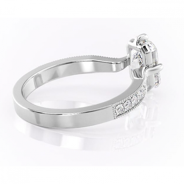 Inel de logodnă Thalia din aur Alb 14kt cu moissanite tăietură radiantă – Montură pavé rafinată pentru profil mediu | Personalizează și configurează gratuit online [3]