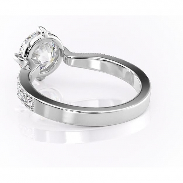 Inel de logodnă Thalia din aur Alb 14kt cu moissanite tăietură rotundă – Montură pavé rafinată pentru profil mediu | Personalizează și configurează gratuit online [4]