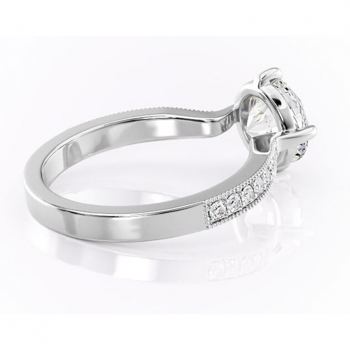 Inel de logodnă Thalia din aur Alb 14kt cu moissanite tăietură rotundă – Montură pavé rafinată pentru profil mediu | Personalizează și configurează gratuit online [3]