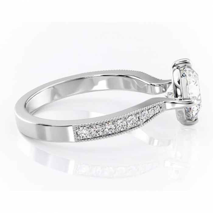 Inel de logodnă Thalia din aur Alb 14kt cu moissanite tăietură rotundă – Montură pavé rafinată pentru profil mediu | Personalizează și configurează gratuit online [2]