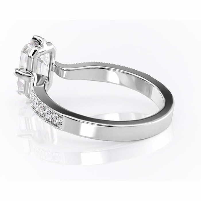 Inel de logodnă Thalia din aur Alb 14kt cu moissanite tăietură smarald – Montură pavé rafinată pentru profil mediu | Personalizează și configurează gratuit online [5]