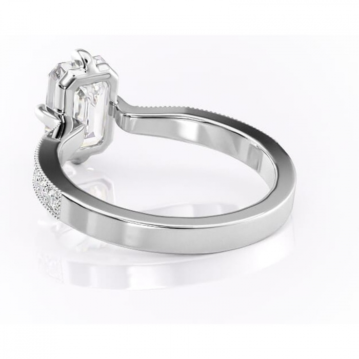 Inel de logodnă Thalia din aur Alb 14kt cu moissanite tăietură smarald – Montură pavé rafinată pentru profil mediu | Personalizează și configurează gratuit online [4]