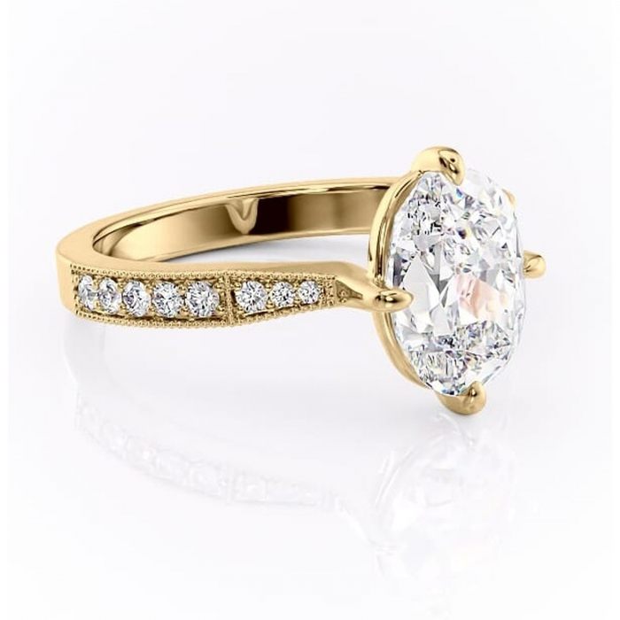 Inel de logodnă Thalia din aur Galben 18kt cu moissanite tăietură ovală – Montură pavé rafinată pentru profil mediu | Personalizează și configurează gratuit online [1]
