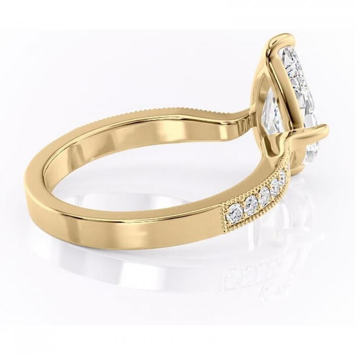 Inel de logodnă Thalia din aur Galben 14kt cu moissanite tăietură pară – Montură pavé rafinată pentru profil mediu | Personalizează și configurează gratuit online [3]