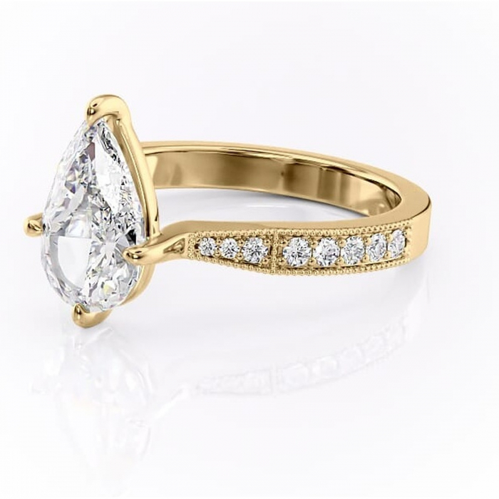 Inel de logodnă Thalia din aur Galben 14kt cu moissanite tăietură pară – Montură pavé rafinată pentru profil mediu | Personalizează și configurează gratuit online [7]
