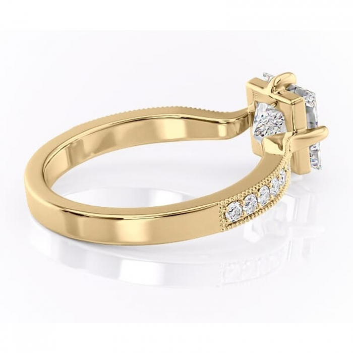 Inel de logodnă Thalia din aur Galben 14kt cu moissanite tăietură princess – Montură pavé rafinată pentru profil mediu | Personalizează și configurează gratuit online [3]