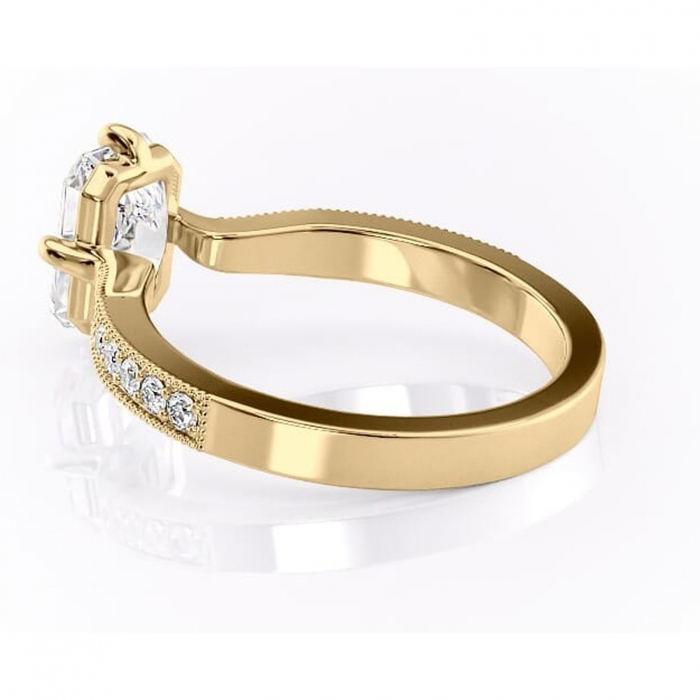 Inel de logodnă Thalia din aur Galben 14kt cu moissanite tăietură radiantă – Montură pavé rafinată pentru profil mediu | Personalizează și configurează gratuit online [5]