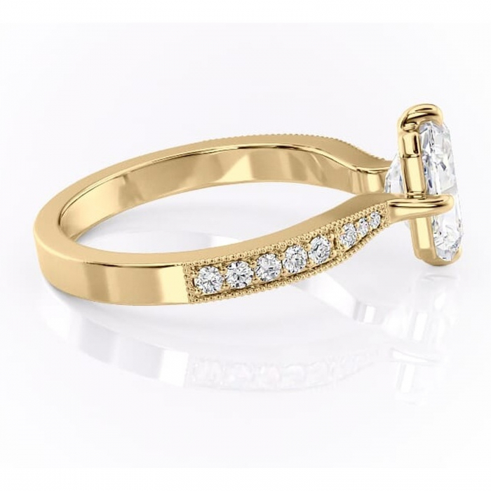 Inel de logodnă Thalia din aur Galben 14kt cu moissanite tăietură radiantă – Montură pavé rafinată pentru profil mediu | Personalizează și configurează gratuit online [2]
