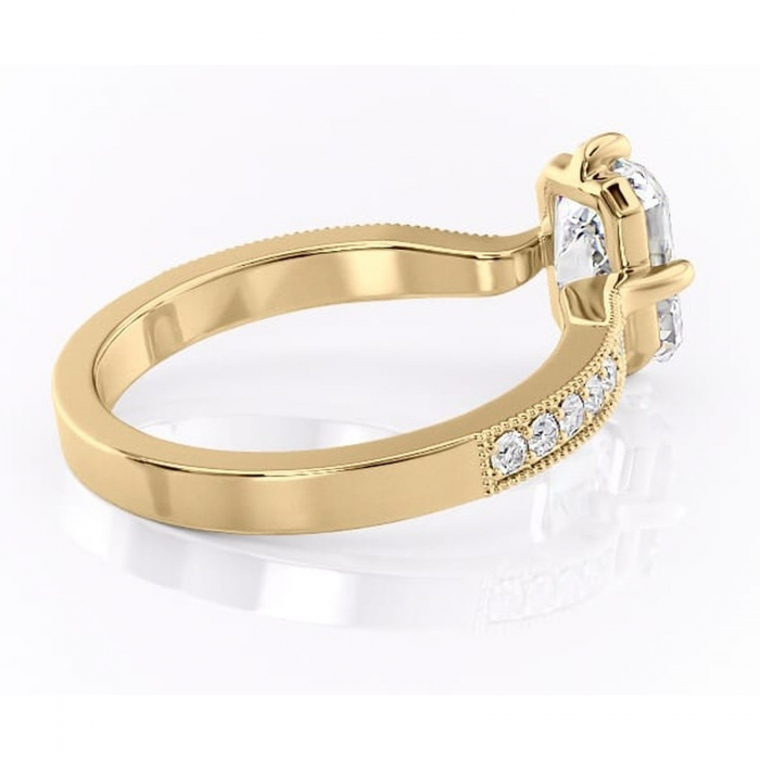 Inel de logodnă Thalia din aur Galben 14kt cu moissanite tăietură radiantă – Montură pavé rafinată pentru profil mediu | Personalizează și configurează gratuit online [3]