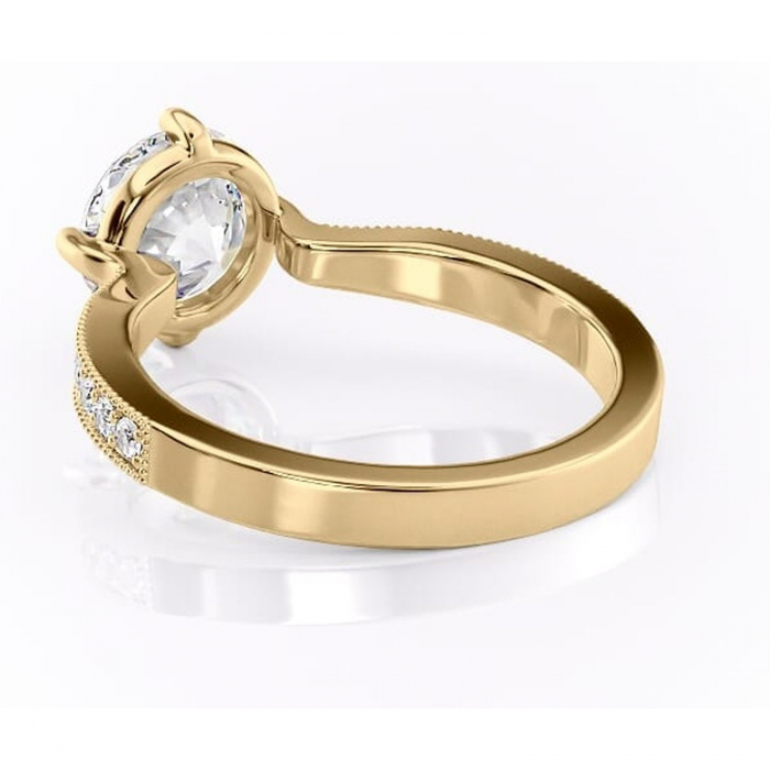 Inel de logodnă Thalia din aur Galben 14kt cu moissanite tăietură rotundă – Montură pavé rafinată pentru profil mediu | Personalizează și configurează gratuit online [4]