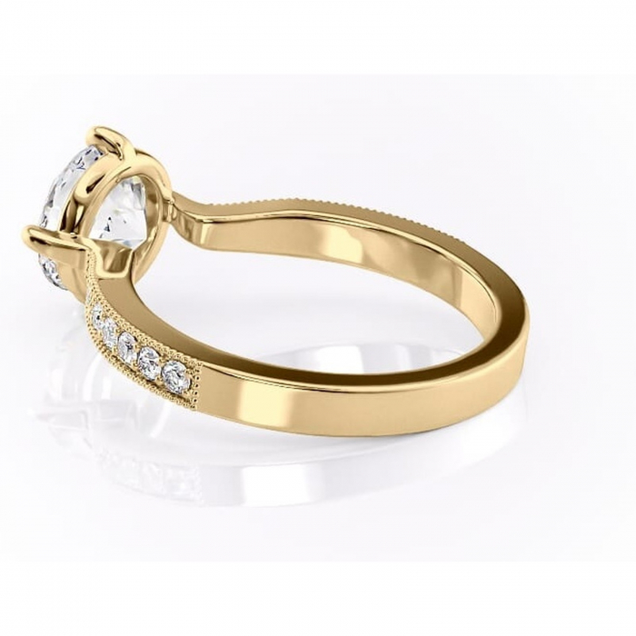Inel de logodnă Thalia din aur Galben 14kt cu moissanite tăietură rotundă – Montură pavé rafinată pentru profil mediu | Personalizează și configurează gratuit online [5]