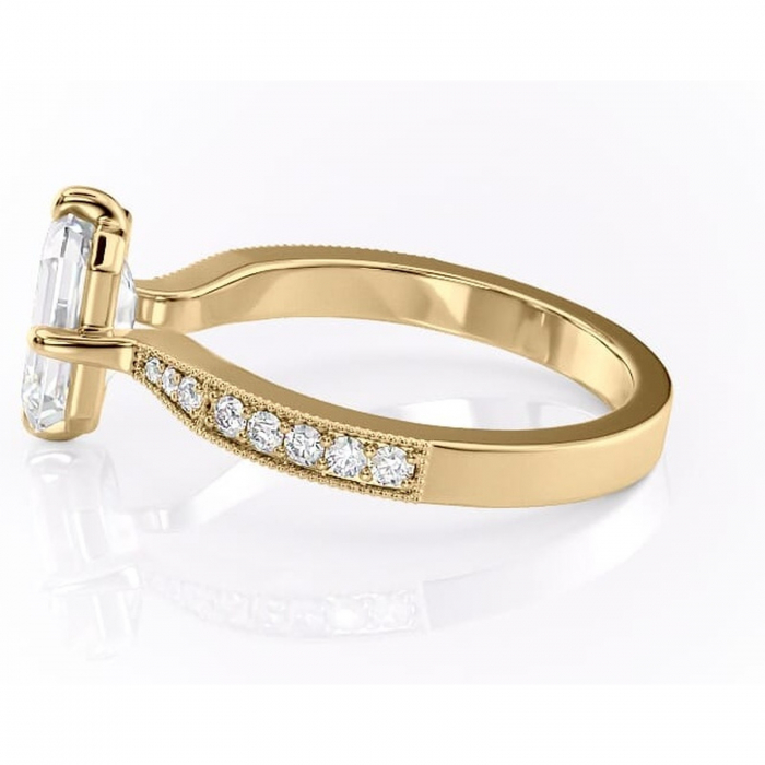 Inel de logodnă Thalia din aur Galben 14kt cu moissanite tăietură smarald – Montură pavé rafinată pentru profil mediu | Personalizează și configurează gratuit online [6]