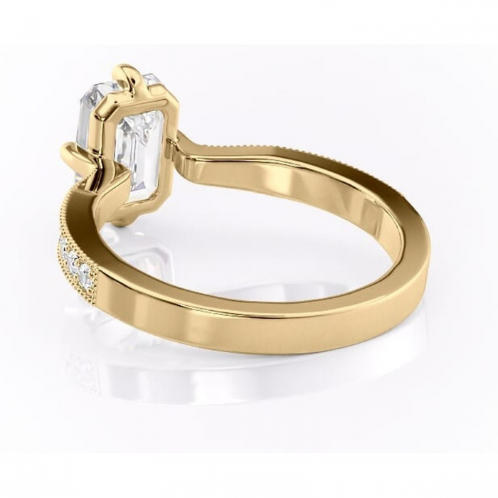 Inel de logodnă Thalia din aur Galben 14kt cu moissanite tăietură smarald – Montură pavé rafinată pentru profil mediu | Personalizează și configurează gratuit online [4]