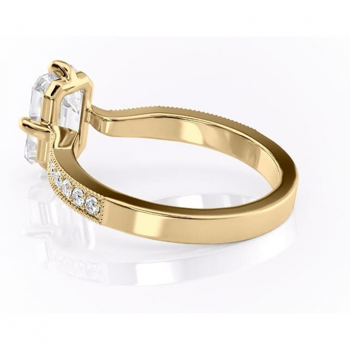 Inel de logodnă Thalia din aur Galben 14kt cu moissanite tăietură smarald – Montură pavé rafinată pentru profil mediu | Personalizează și configurează gratuit online [5]
