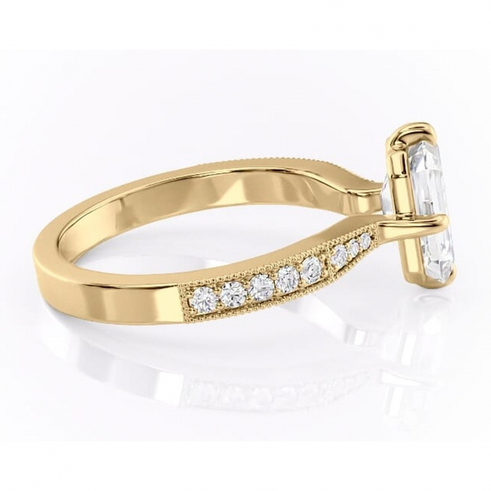 Inel de logodnă Thalia din aur Galben 14kt cu moissanite tăietură smarald – Montură pavé rafinată pentru profil mediu | Personalizează și configurează gratuit online [2]