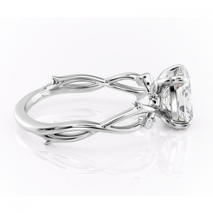 Inel de logodnă Thalina din aur Alb 14kt cu moissanite tăietură pernă – Solitar rafinată pentru profil mediu | Personalizează și configurează gratuit online [2]