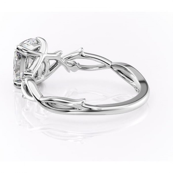 Inel de logodnă Thalina din aur Alb 14kt cu moissanite tăietură pernă – Solitar rafinată pentru profil mediu | Personalizează și configurează gratuit online [5]