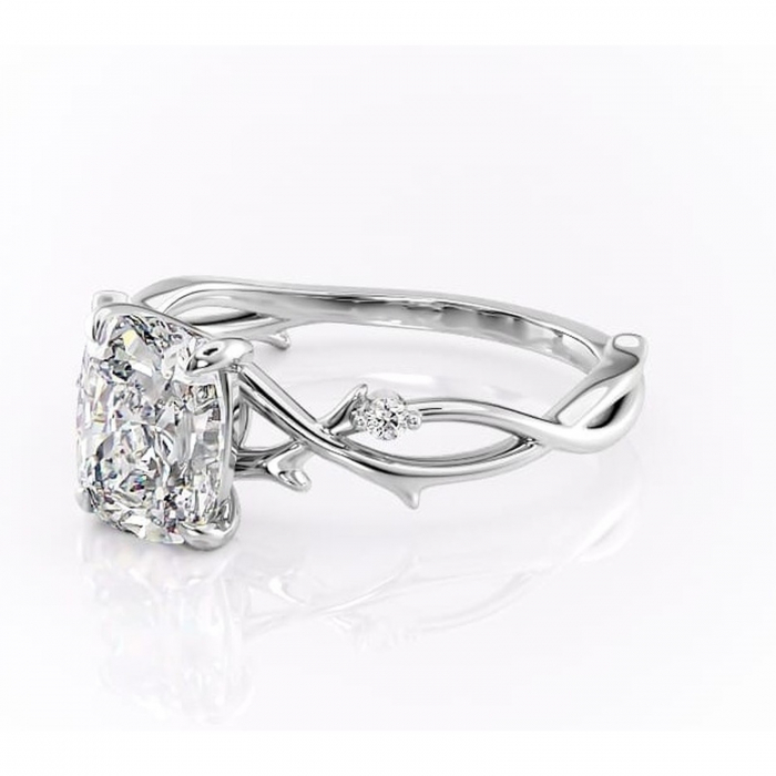 Inel de logodnă Thalina din aur Alb 14kt cu moissanite tăietură pernă – Solitar rafinată pentru profil mediu | Personalizează și configurează gratuit online [7]