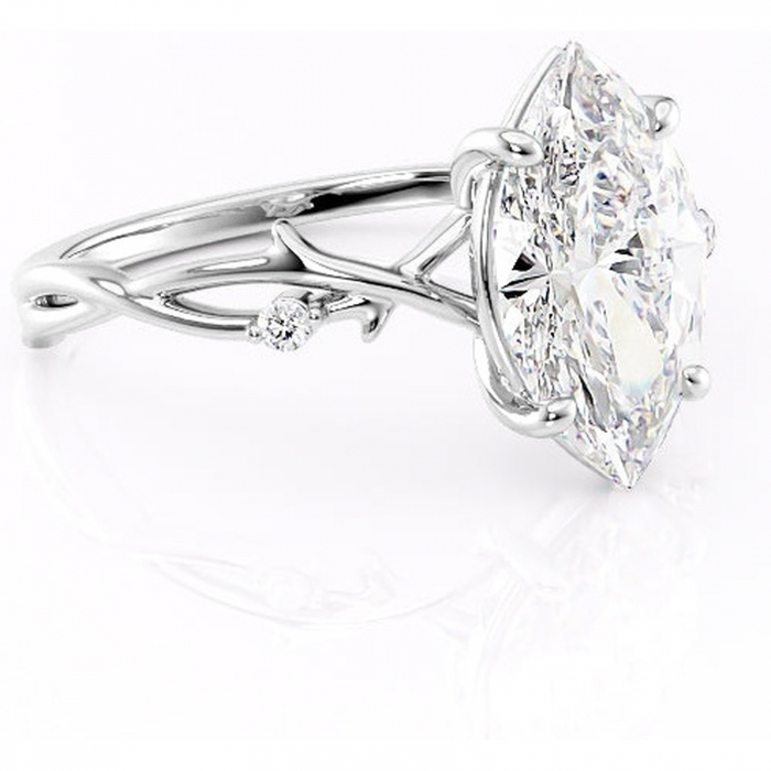 Inel de logodnă Thalina din aur Alb 14kt cu moissanite tăietură marquise – Solitar rafinată pentru profil mediu | Personalizează și configurează gratuit online [1]