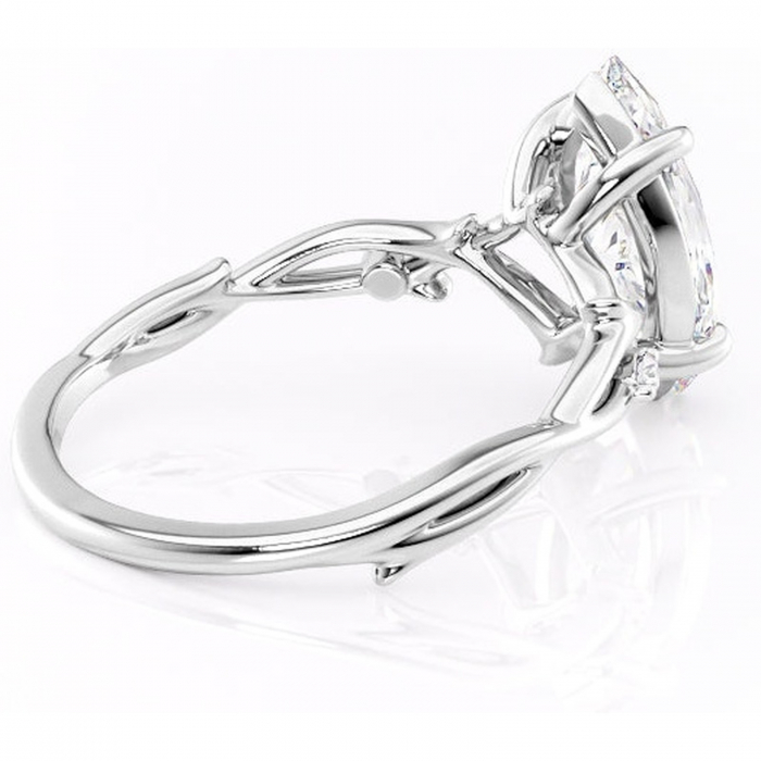 Inel de logodnă Thalina din aur Alb 14kt cu moissanite tăietură marquise – Solitar rafinată pentru profil mediu | Personalizează și configurează gratuit online [3]