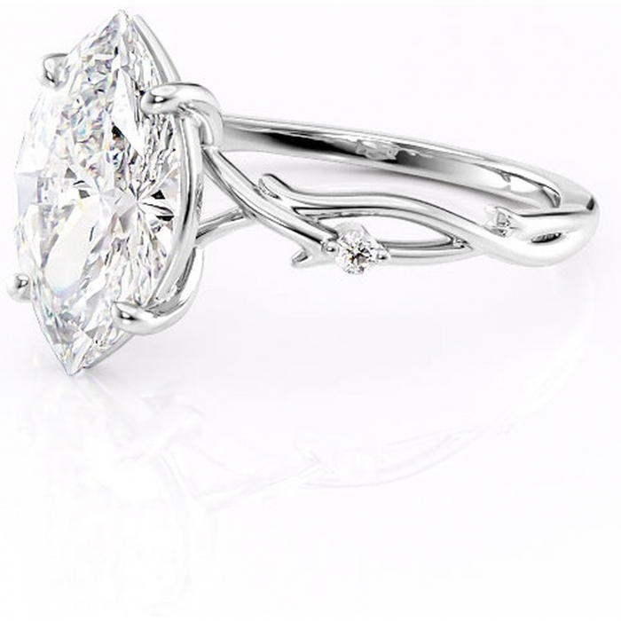 Inel de logodnă Thalina din aur Alb 14kt cu moissanite tăietură marquise – Solitar rafinată pentru profil mediu | Personalizează și configurează gratuit online [7]