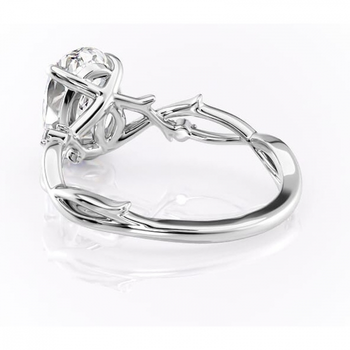 Inel de logodnă Thalina din aur Alb 14kt cu moissanite tăietură ovală – Solitar rafinată pentru profil mediu | Personalizează și configurează gratuit online [4]