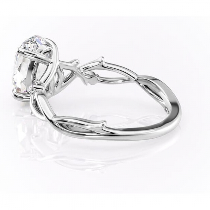 Inel de logodnă Thalina din aur Alb 14kt cu moissanite tăietură ovală – Solitar rafinată pentru profil mediu | Personalizează și configurează gratuit online [5]