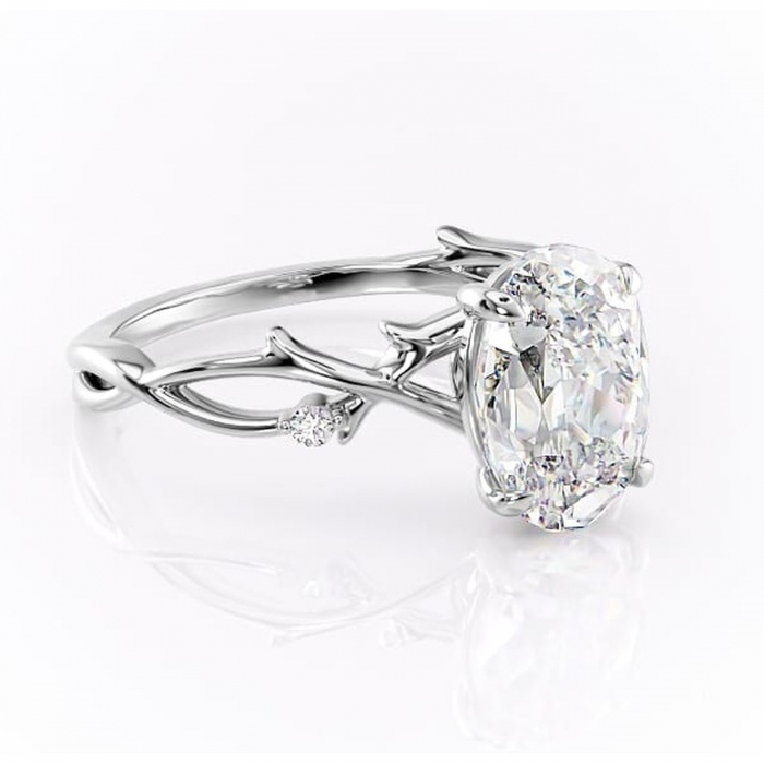 Inel de logodnă Thalina din aur Alb 14kt cu moissanite tăietură ovală – Solitar rafinată pentru profil mediu | Personalizează și configurează gratuit online [1]