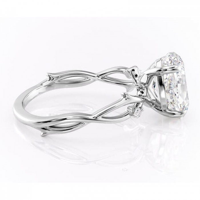 Inel de logodnă Thalina din aur Alb 14kt cu moissanite tăietură ovală – Solitar rafinată pentru profil mediu | Personalizează și configurează gratuit online [2]