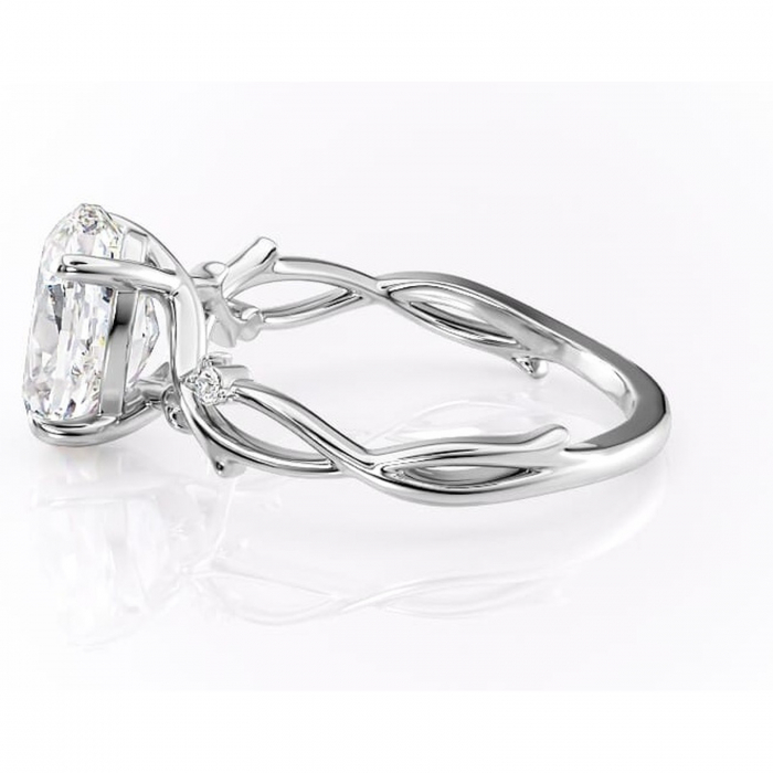 Inel de logodnă Thalina din aur Alb 14kt cu moissanite tăietură ovală – Solitar rafinată pentru profil mediu | Personalizează și configurează gratuit online [6]