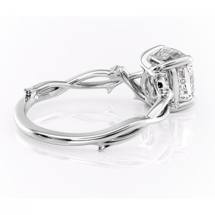 Inel de logodnă Thalina din aur Alb 14kt cu moissanite tăietură pernă – Solitar rafinată pentru profil mediu | Personalizează și configurează gratuit online [3]