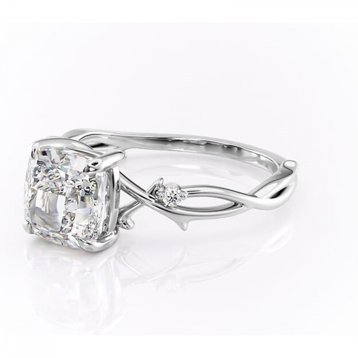 Inel de logodnă Thalina din aur Alb 14kt cu moissanite tăietură pernă – Solitar rafinată pentru profil mediu | Personalizează și configurează gratuit online [7]