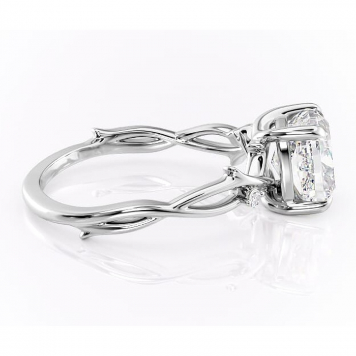 Inel de logodnă Thalina din aur Alb 14kt cu moissanite tăietură pernă – Solitar rafinată pentru profil mediu | Personalizează și configurează gratuit online [2]