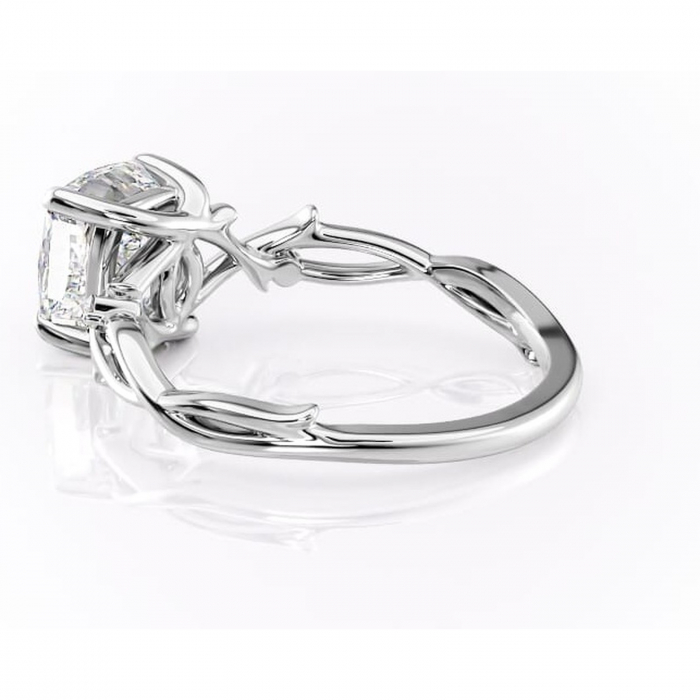 Inel de logodnă Thalina din aur Alb 14kt cu moissanite tăietură pernă – Solitar rafinată pentru profil mediu | Personalizează și configurează gratuit online [5]