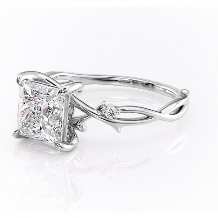 Inel de logodnă Thalina din aur Alb 14kt cu moissanite tăietură princess – Solitar rafinată pentru profil mediu | Personalizează și configurează gratuit online [7]