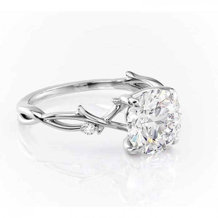 Inel de logodnă Thalina din aur Alb 14kt cu moissanite tăietură rotundă – Solitar rafinată pentru profil mediu | Personalizează și configurează gratuit online [1]