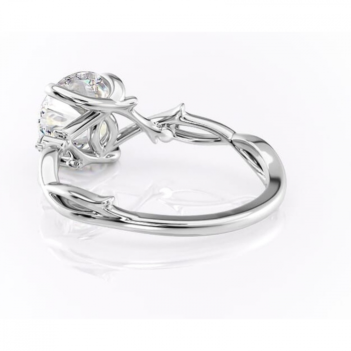 Inel de logodnă Thalina din aur Alb 14kt cu moissanite tăietură rotundă – Solitar rafinată pentru profil mediu | Personalizează și configurează gratuit online [4]